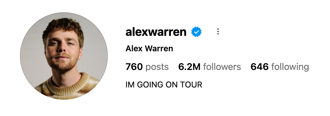 Alex Warren Instagram Profile